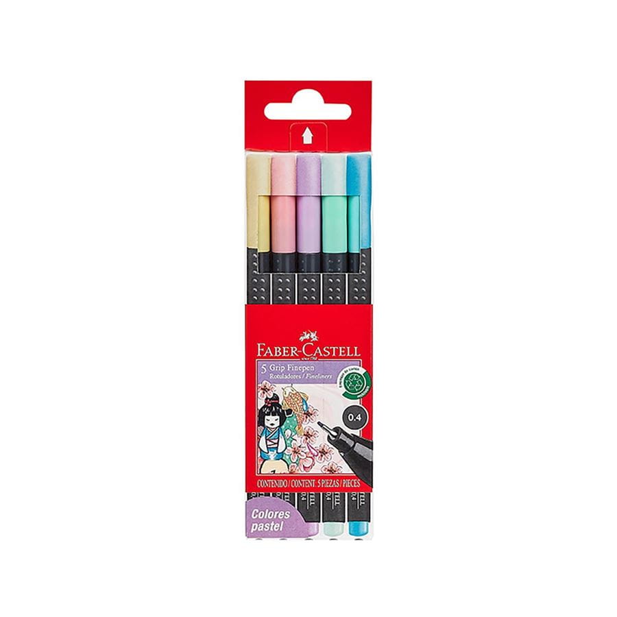 Faber-Castell - Marker Grip Finepen pastel ctn 5x