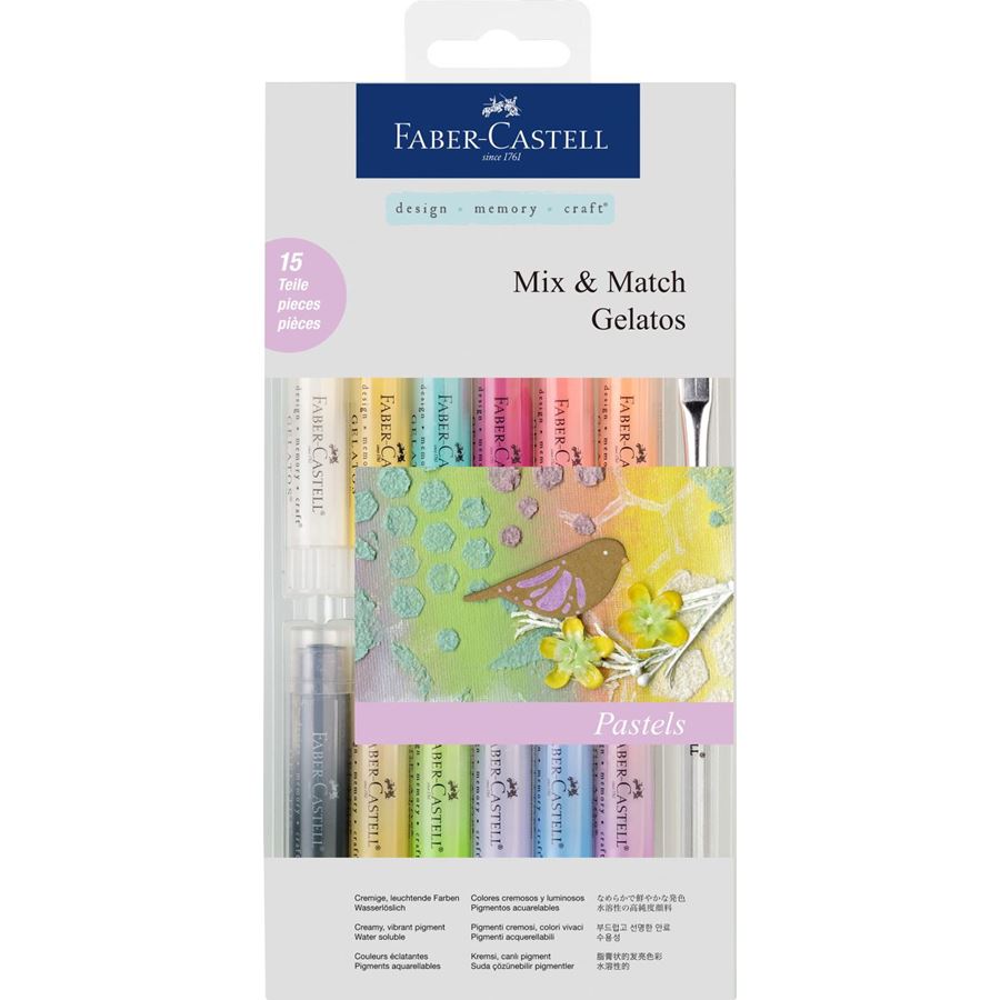 Faber-Castell - Gelatos water-soluble crayons, pastel tones, 15 pieces