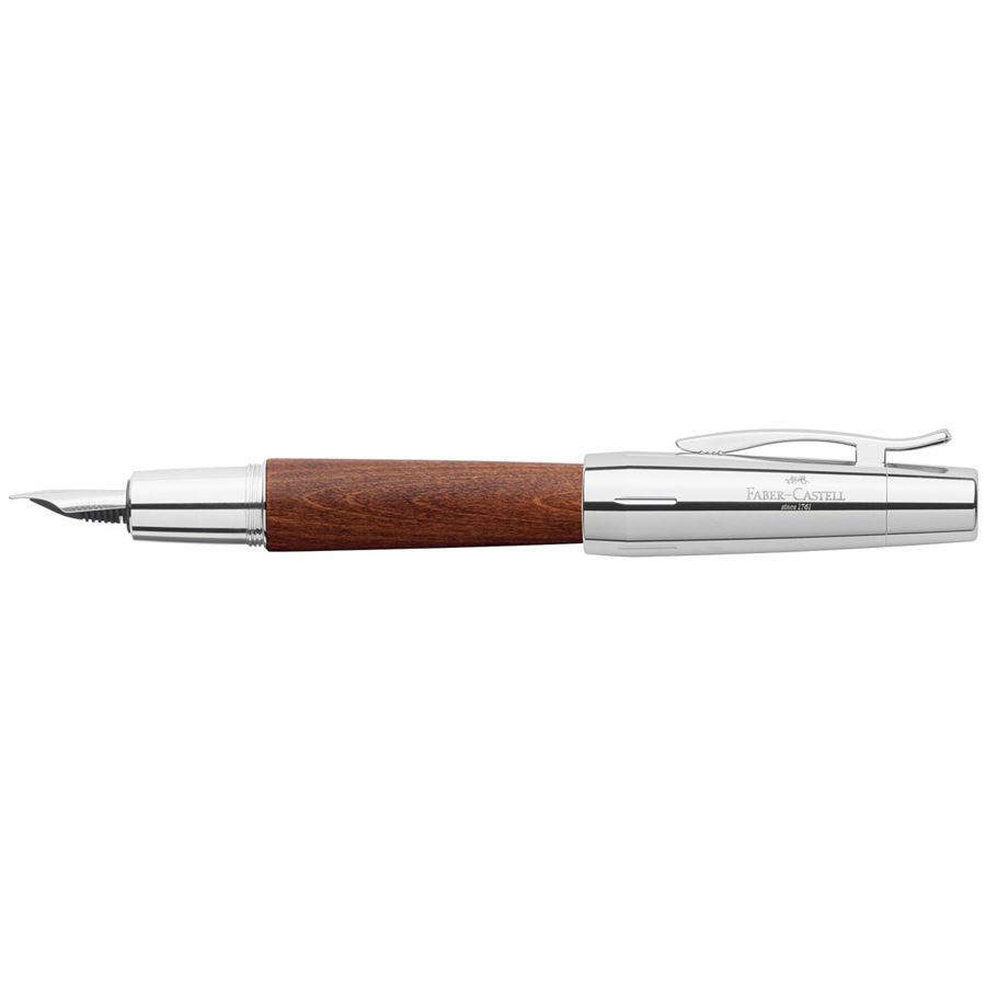 Faber-Castell - Fountain pen e-motion wood/chrome dark brown medium