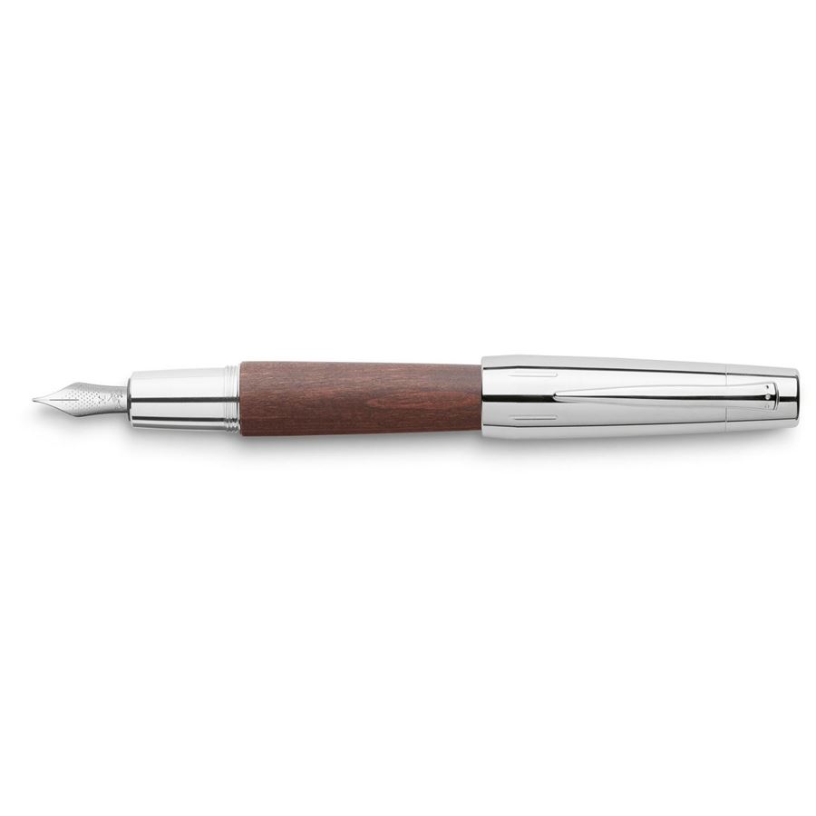 Faber-Castell - Fountain pen e-motion wood/chrome dark brown medium
