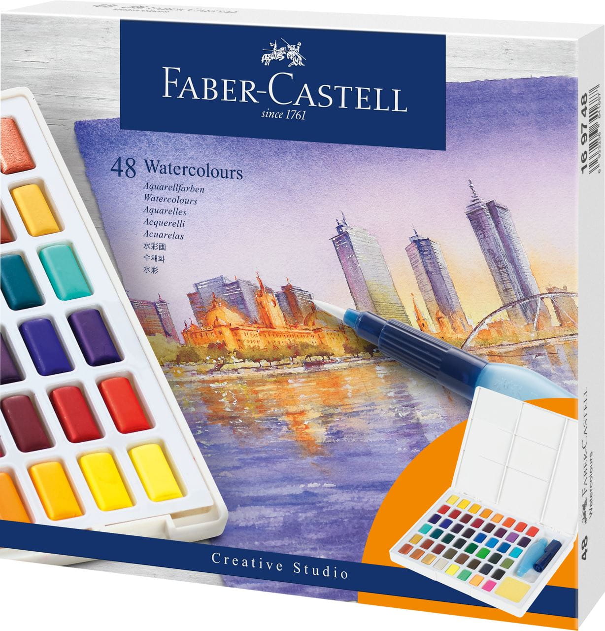 Watercolours In Pans 48ct Set - Faber Castell Watercolor Paint Set With Brush