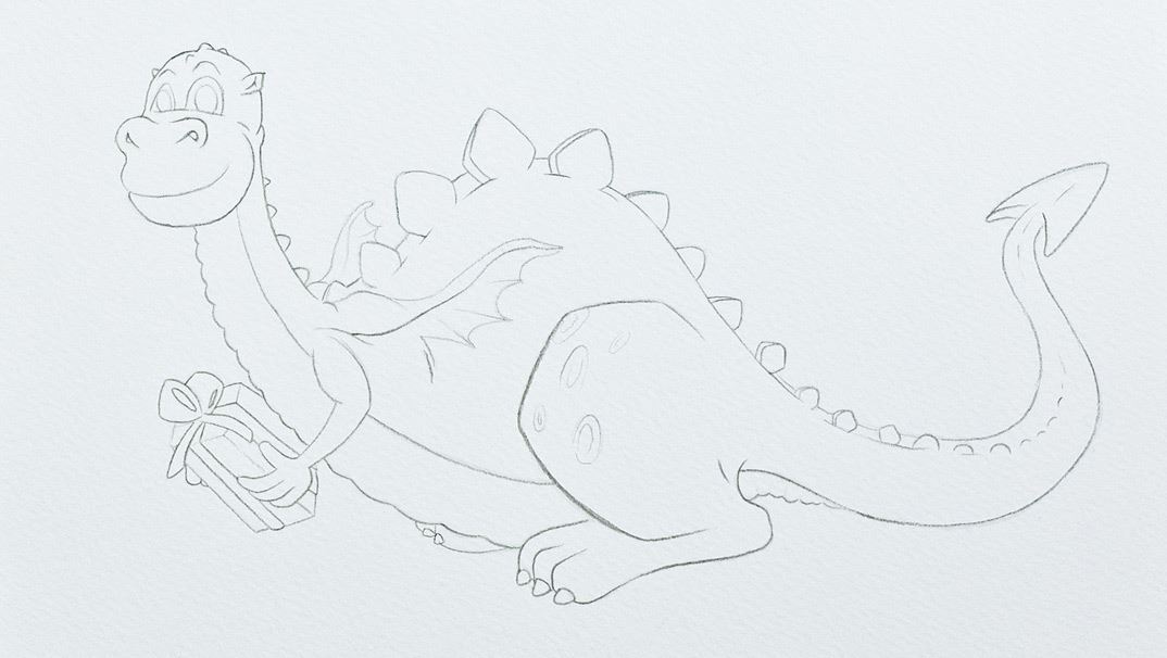 Dragon drawn with a graphite pencil