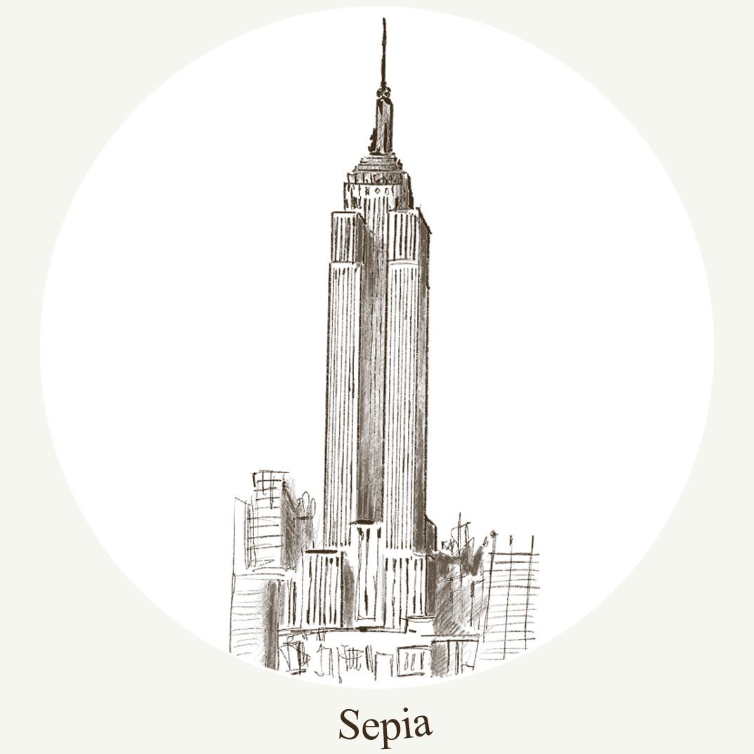 "sepia" the empire state building