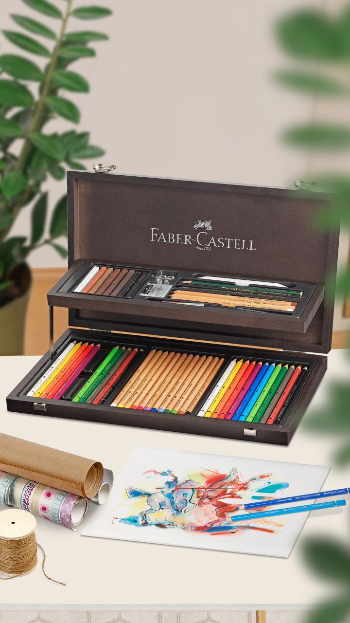 Faber-Castell - Art & Graphic Compendium wooden case, 53 pieces