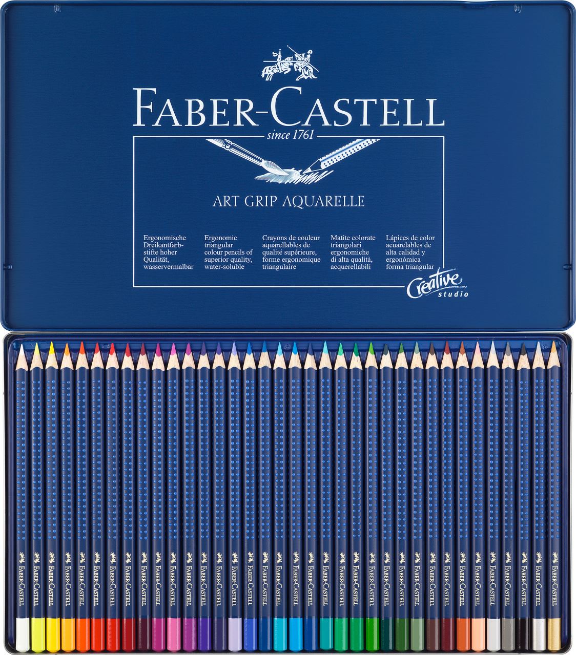 Faber-Castell Faber-Castell 5 Piece Quality Water-Soluble Graphite Aquarelle Pencils in a Tin, 