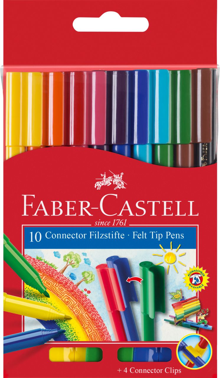Faber-Castell - Connector felt tip pen, cardboard wallet of 10