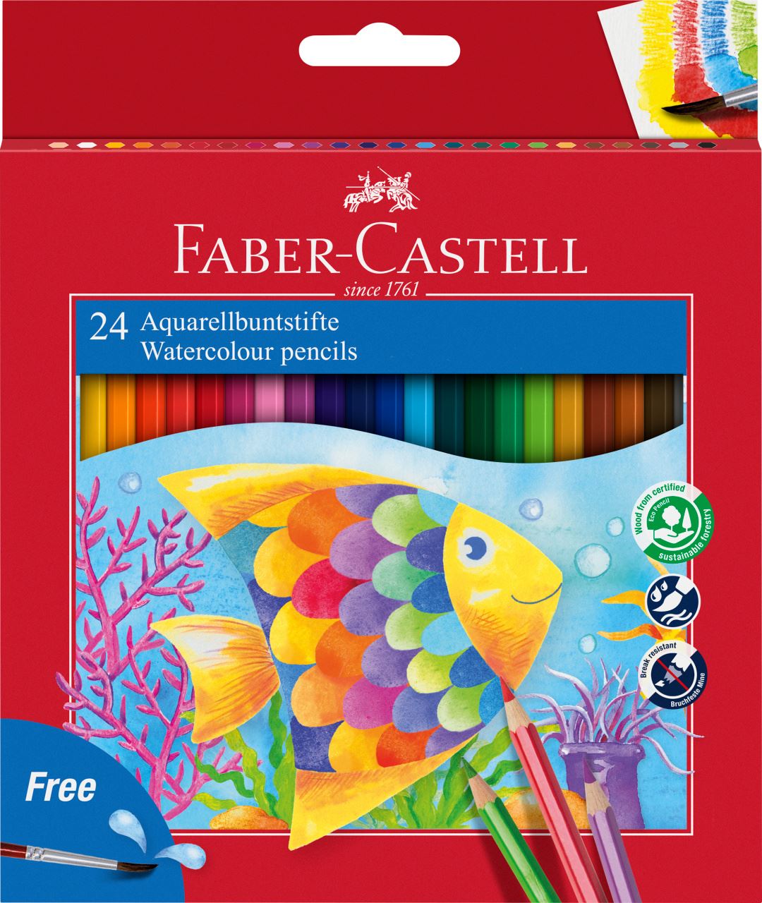 Faber-Castell - Classic Colour watercolour pencils, cardboard wallet of 24