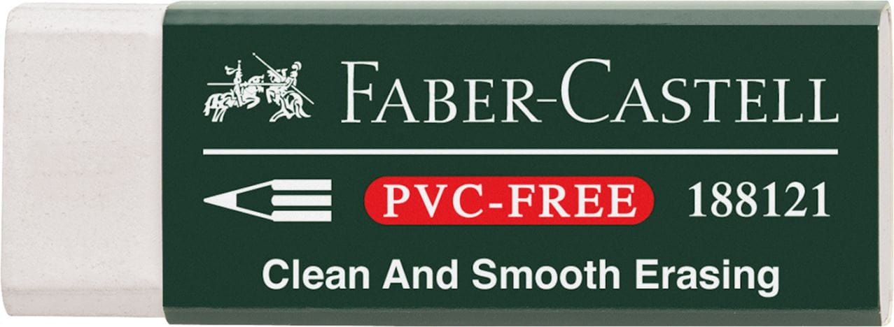 FABER-CASTELL ERASER PVC FREE WHITE SET OF TWO 2 PCS IN A BLISTER CARD 