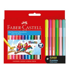 Faber-Castell - Fibre-tip pen Fiesta 45 12x+4neon+2paste