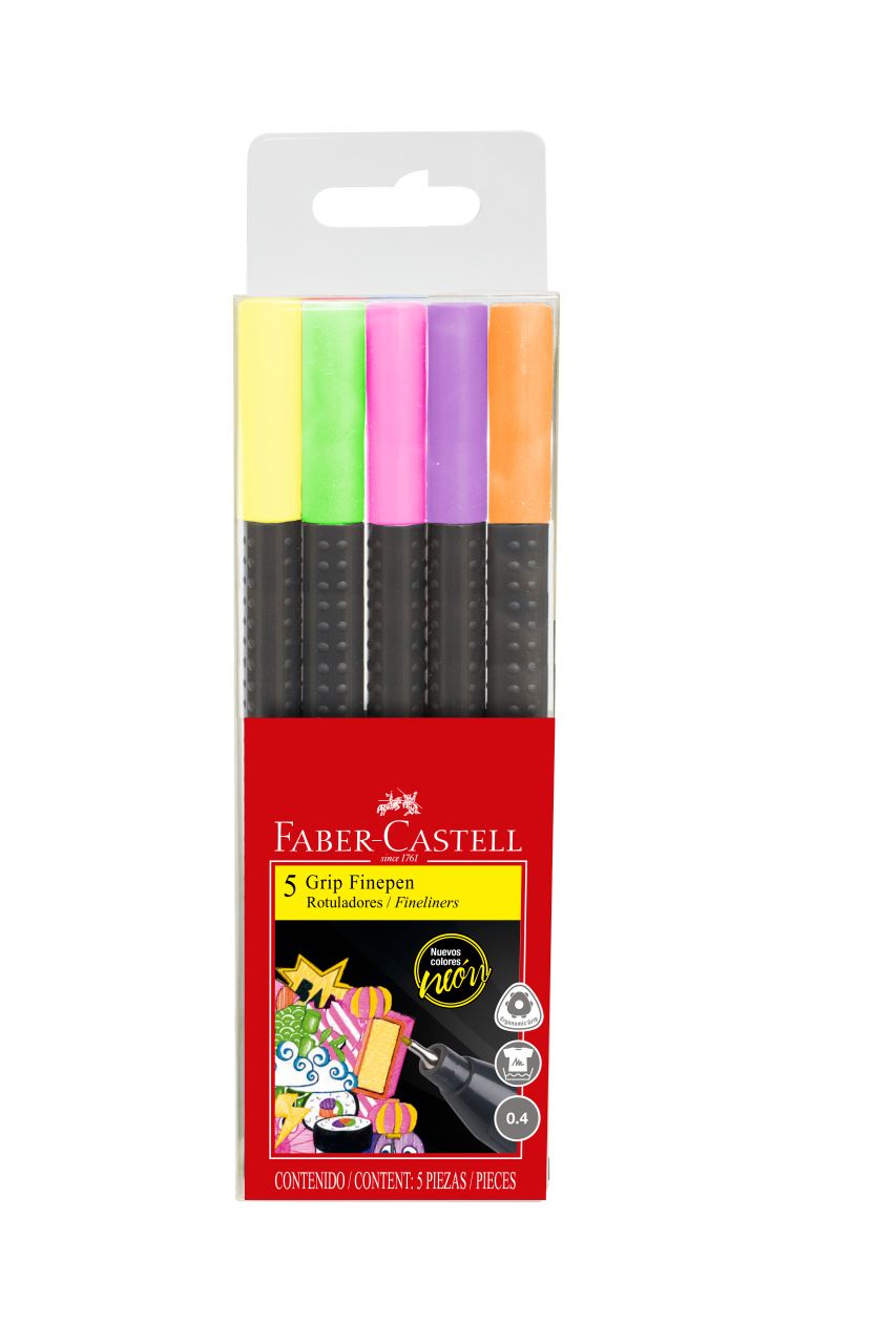 Faber-Castell - Marker Grip Finepen neon set 5x