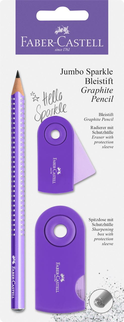 Faber-Castell - Jumbo Sparkle graphite pencil set, purple, 3 pieces