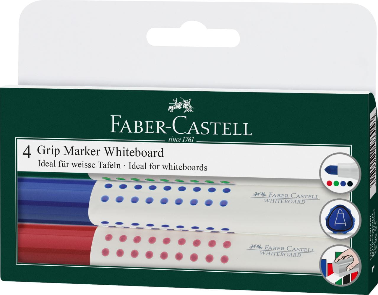 Faber-Castell - Grip Marker Whiteboard, round tip, wallet of 4