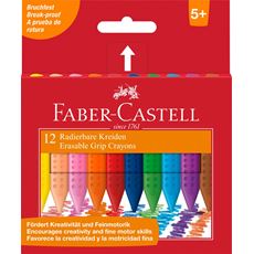 Faber-Castell - Grip crayon erasable triangular, cardboard wallet of 12