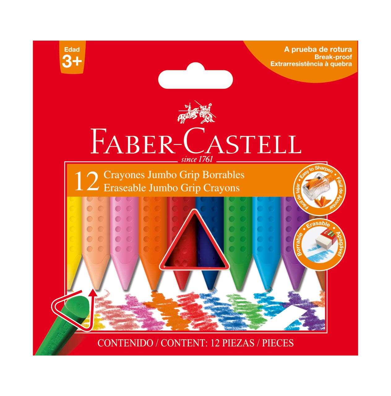 Faber-Castell - Crayon Grip 243012 erasable jumbo 12x
