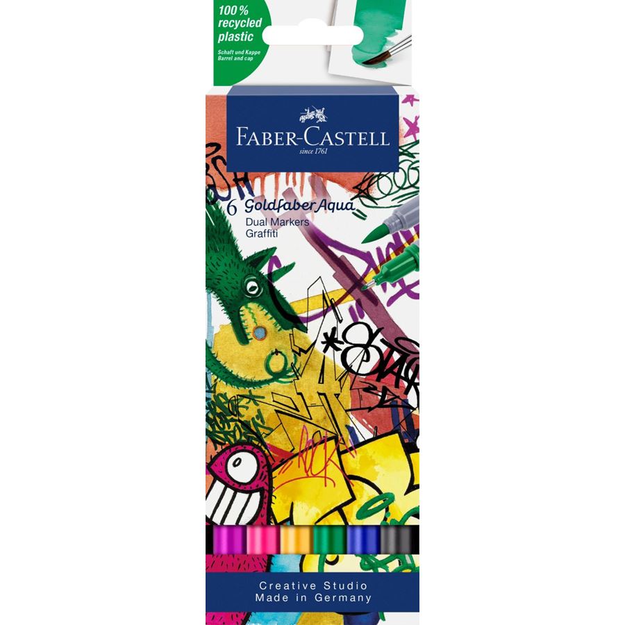 Faber-Castell - Goldfaber Aqua Dual Marker, wallet of 6, Graffiti
