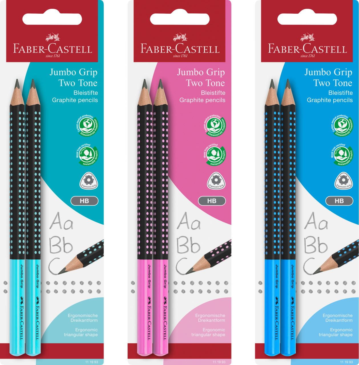 Faber-Castell - Two Tone Jumbo Grip graphite pencil, HB, 2 pieces
