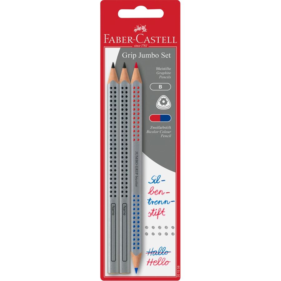 Graphite pencils Jumbo Grip + Bicolor Red/Blue