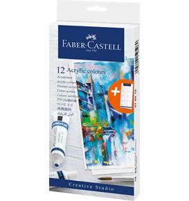 Faber-Castell - Acrylic colour, cardboard wallet of 12, incl. swatch card