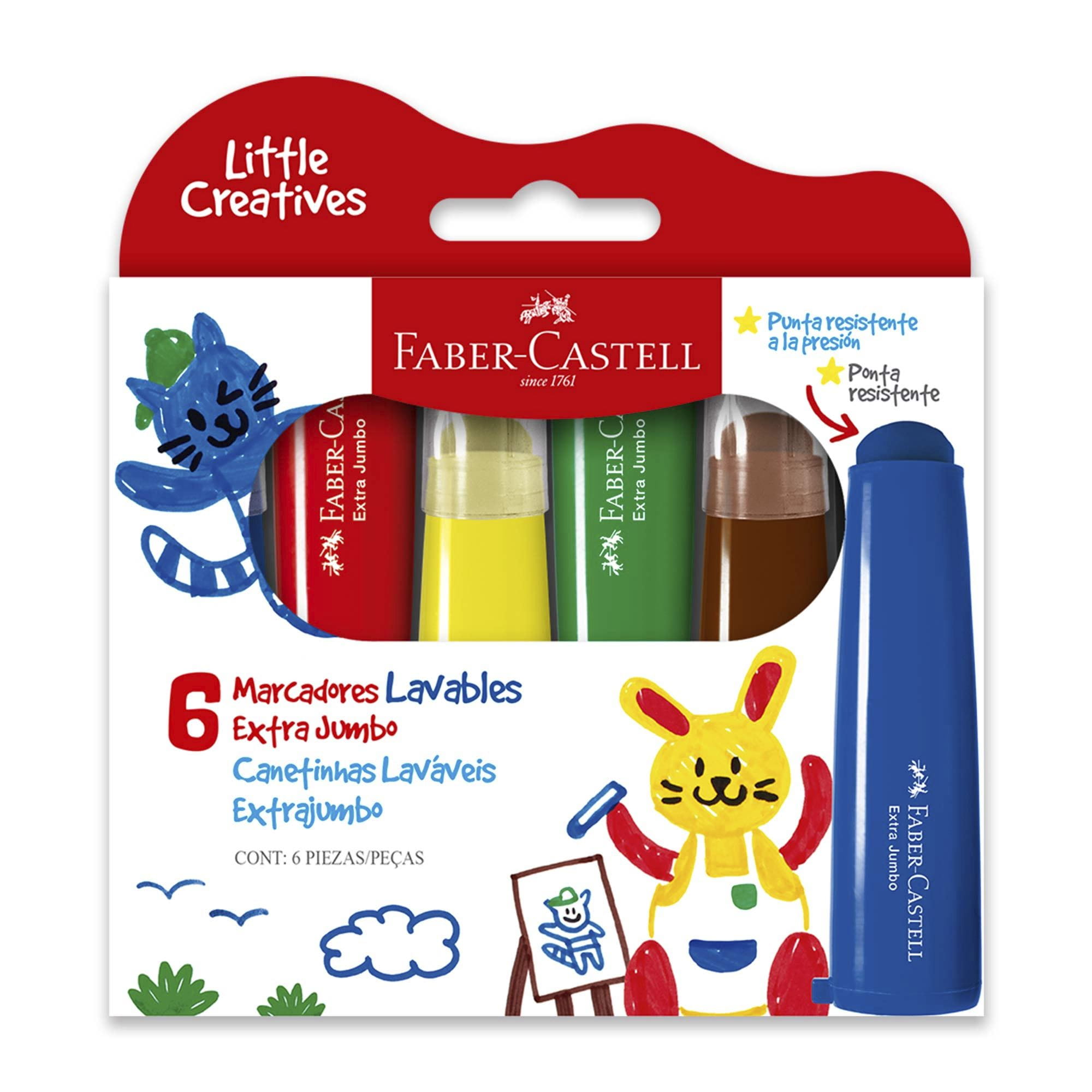 Faber-Castell - Extra jumbo washable markers, pack of 6