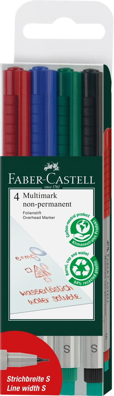 Faber-Castell - Multimark overhead marker water-soluble, S, wallet of 4