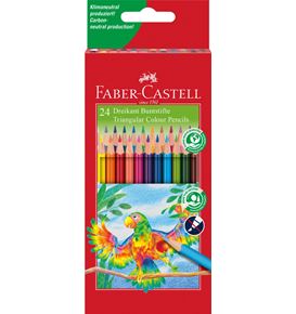 Faber-Castell - Triangular colour pencils, cardboard wallet of 24