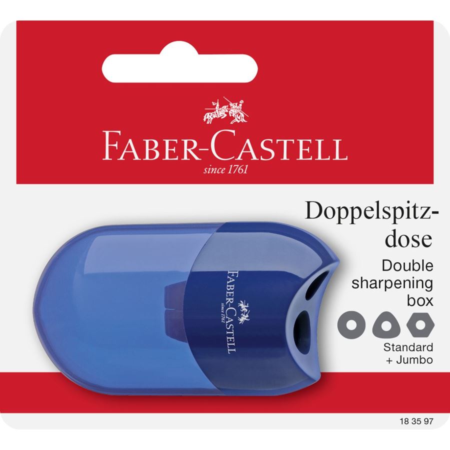 Faber-Castell - Twin sharpening box, set of 1, red/blue, sorted