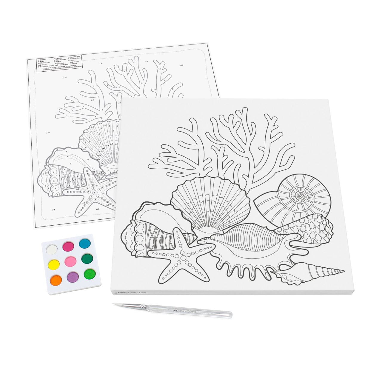 Faber-Castell - Canvas Paint by number Coastal + 9waterc