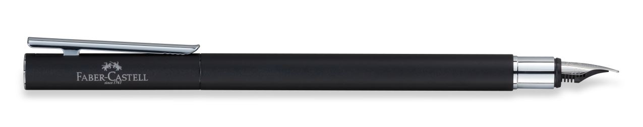 Faber-Castell - Fountain pen Neo Slim Black Matt, Shiny Chromed fine