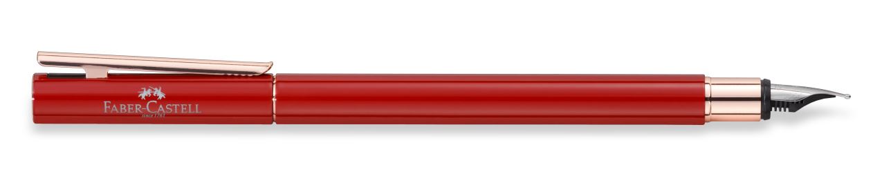 Faber-Castell - Fountain pen Neo Slim Oriental Red, Rose Gold, broad