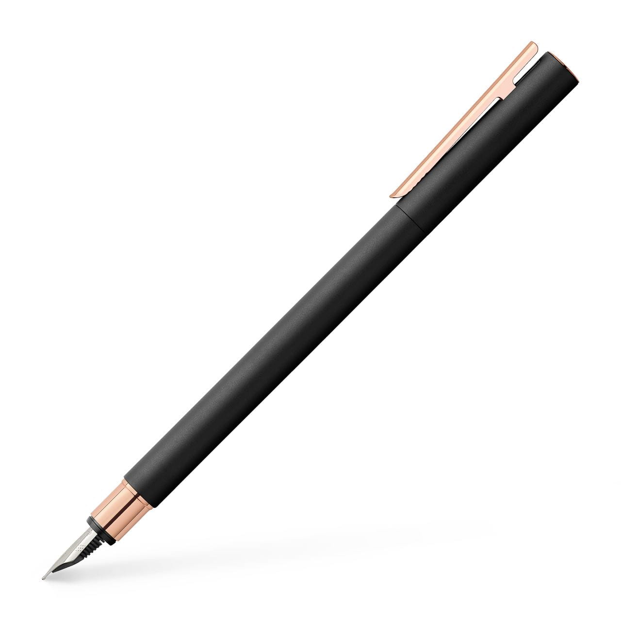 Faber-Castell - Neo Slim metal fountain pen, B, black with rosegold