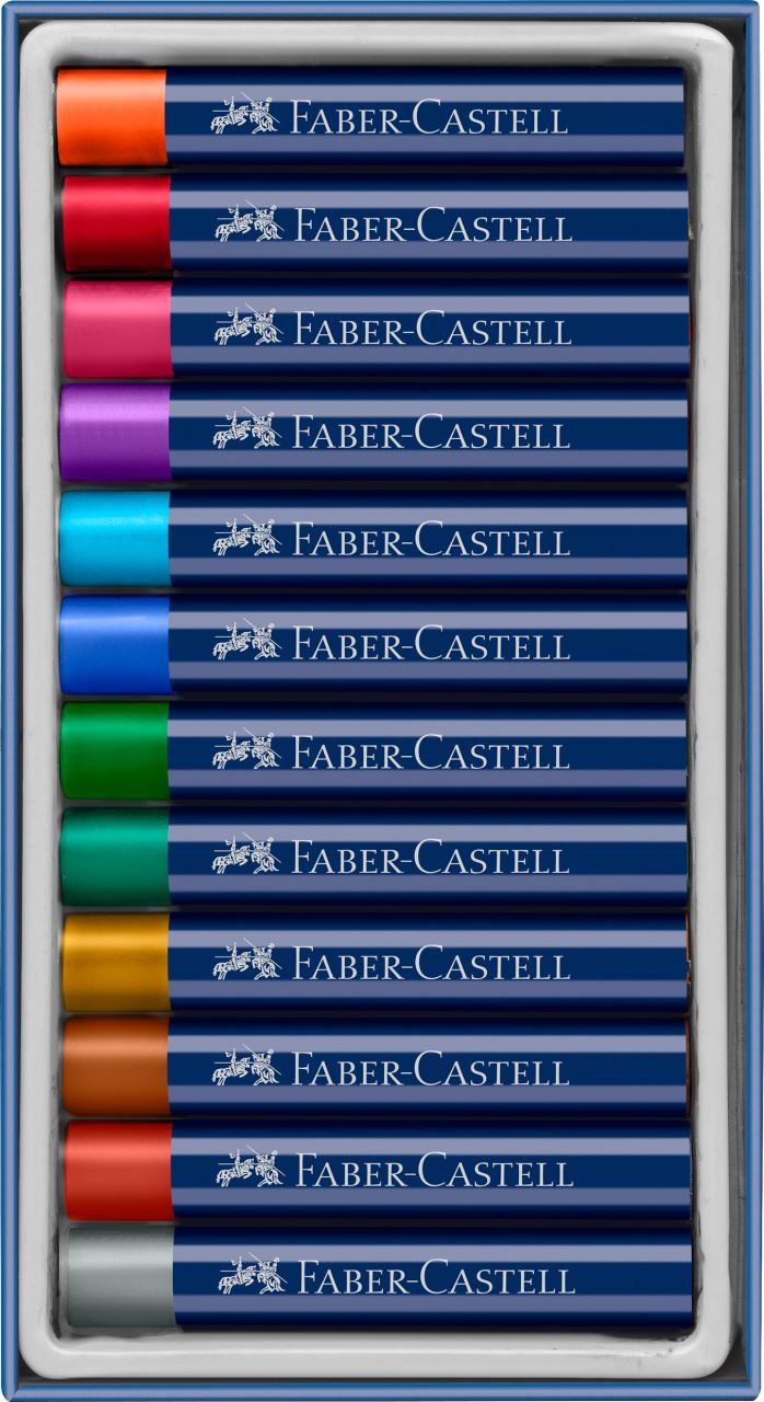 Faber-Castell - Oil pastels, cardboard box of 12 metallic