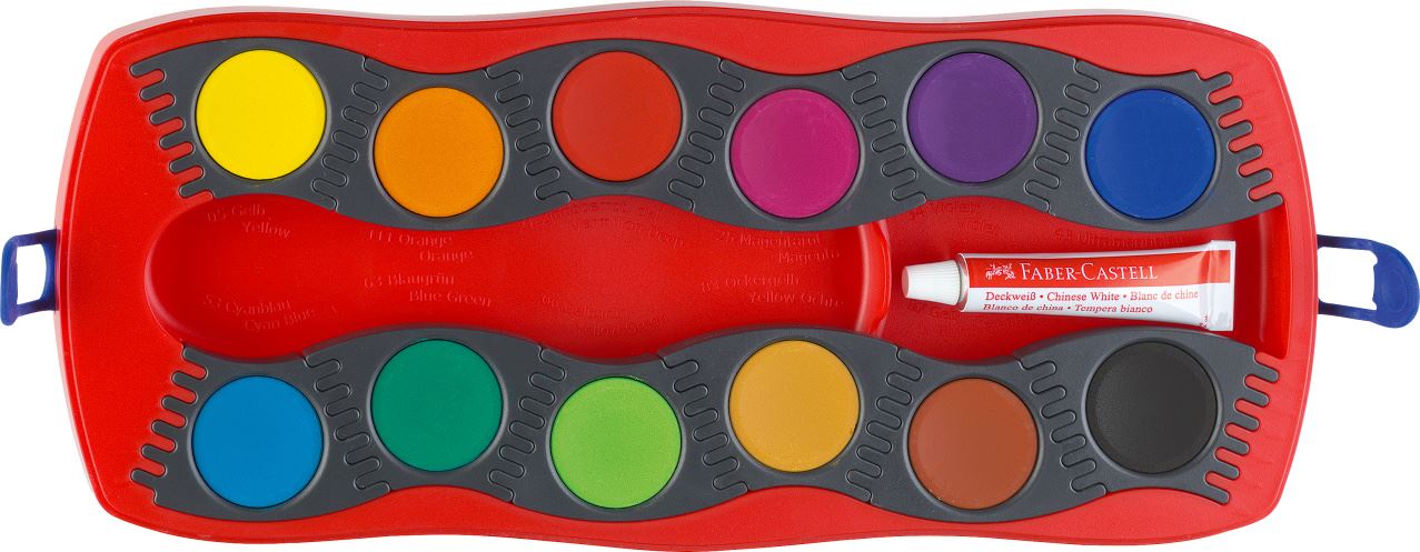 Faber-Castell - Connector paint box, red, 12 colours