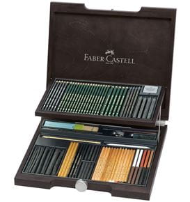 Faber-Castell - Pitt Monochrome wooden case, 85 pieces
