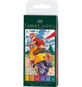 Faber-Castell - Pitt Artist Pen Brush India ink pen, wallet of 6, Col. wheel