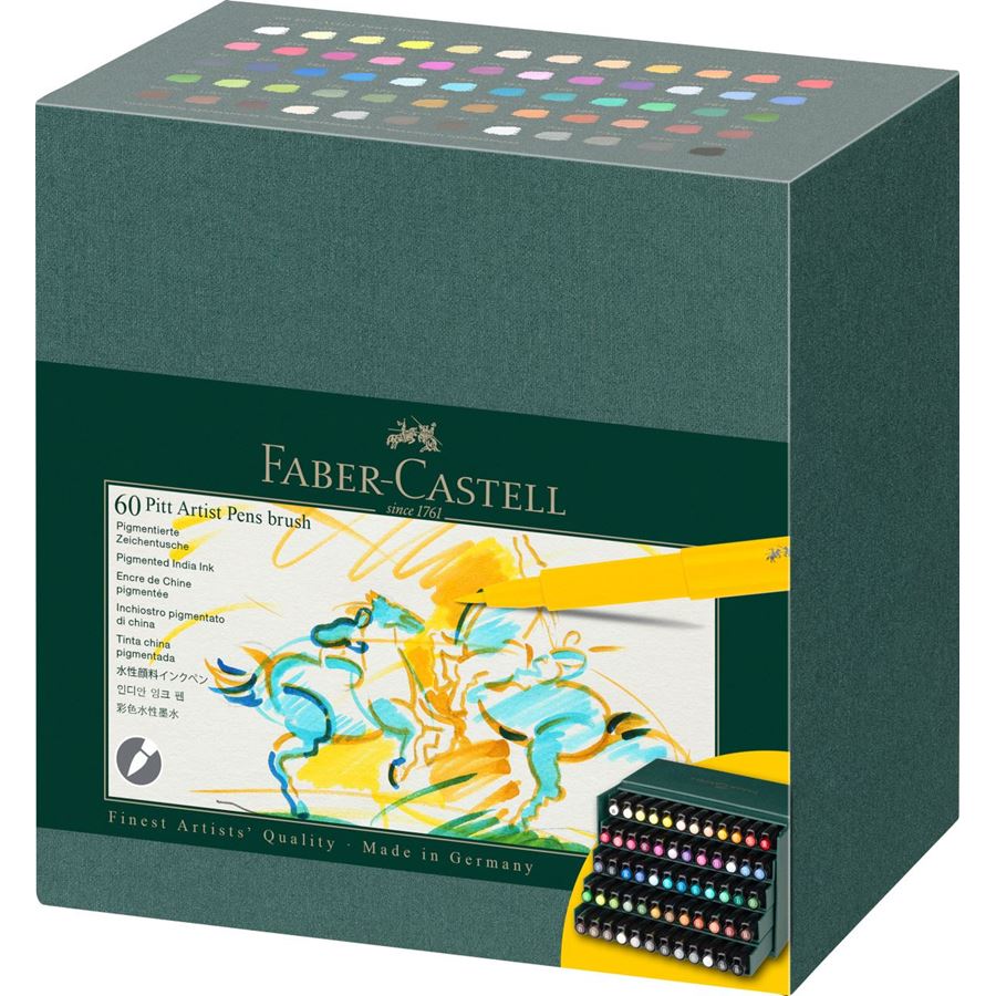 Faber-Castell - Pitt Artist Pen Brush India ink pen, studio box of 60