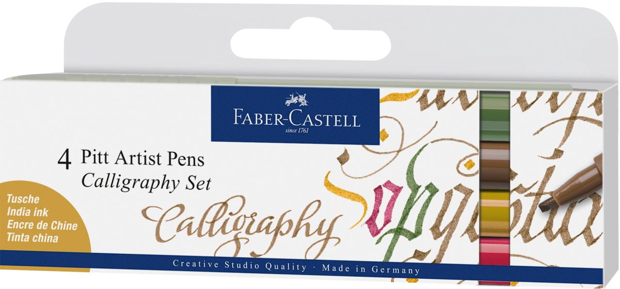 Faber-Castell - Pitt Artist Pen Calligraphy India ink pen, set of 4, colours