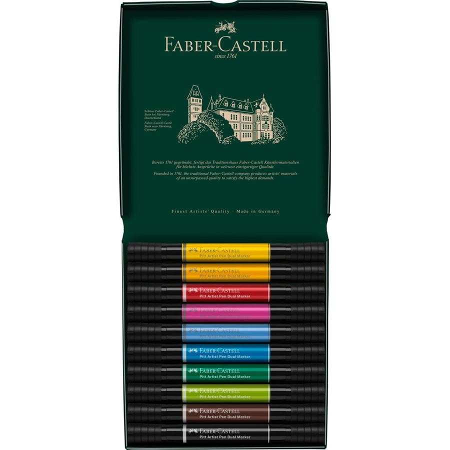 Faber-Castell - Pitt Artist Pen Dual Marker India ink, wallet of 10