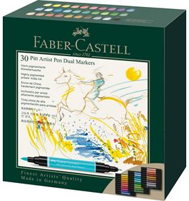 Faber-Castell - Pitt Artist Pen Dual Marker India ink, wallet of 30