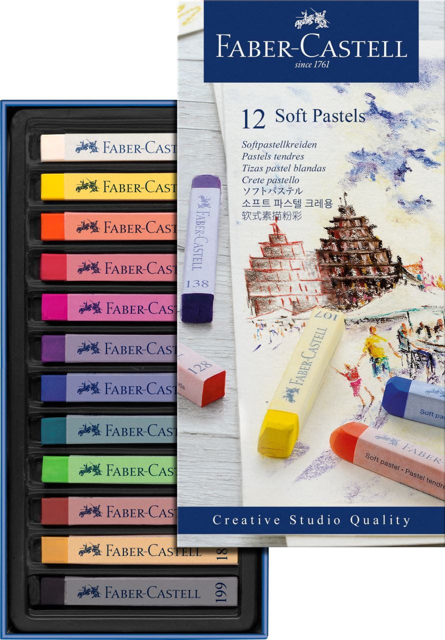 Faber-Castell - Soft pastels, cardboard wallet of 12