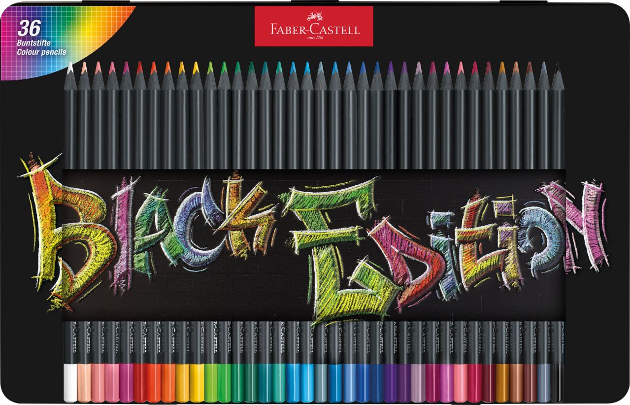 Faber-Castell - Black Edition colour pencils, tin of 36