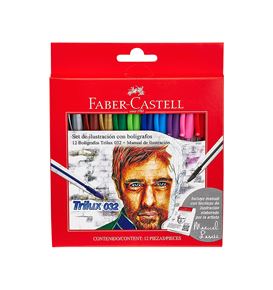 Faber-Castell - Illustration set + 12 Triux ballpoint pens Trilux