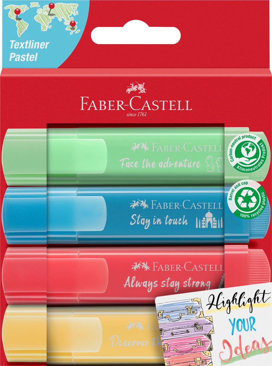 Faber-Castell - Highlighter TL 46 Pastel promo carton wallet of 4