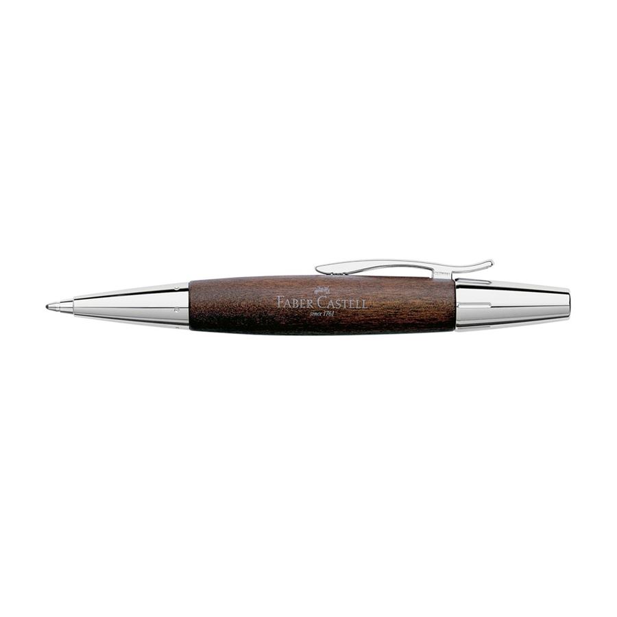 Faber-Castell - Ballpoint pen e-motion pearwood/chrome dark brown